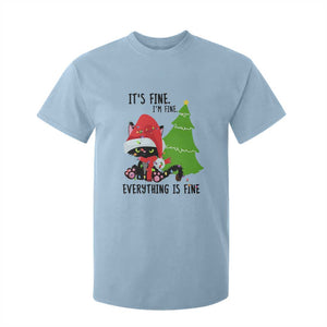 Black Cat Christmas T Shirt For Kid It's Fine I'm Fine Everything Is Fine TS02 Light Blue Print Your Wear