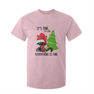 Black Cat Christmas T Shirt For Kid It's Fine I'm Fine Everything Is Fine TS02 Light Pink Print Your Wear