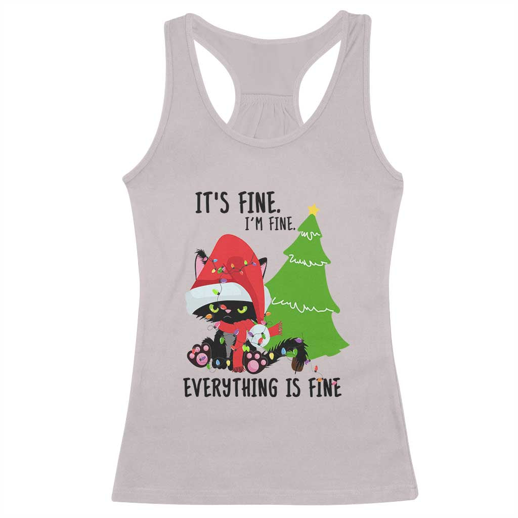 Black Cat Christmas Racerback Tank Top It's Fine I'm Fine Everything Is Fine TS02 Ice Gray Print Your Wear