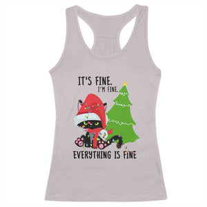Black Cat Christmas Racerback Tank Top It's Fine I'm Fine Everything Is Fine TS02 Ice Gray Print Your Wear