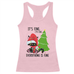 Black Cat Christmas Racerback Tank Top It's Fine I'm Fine Everything Is Fine TS02 Light Pink Print Your Wear