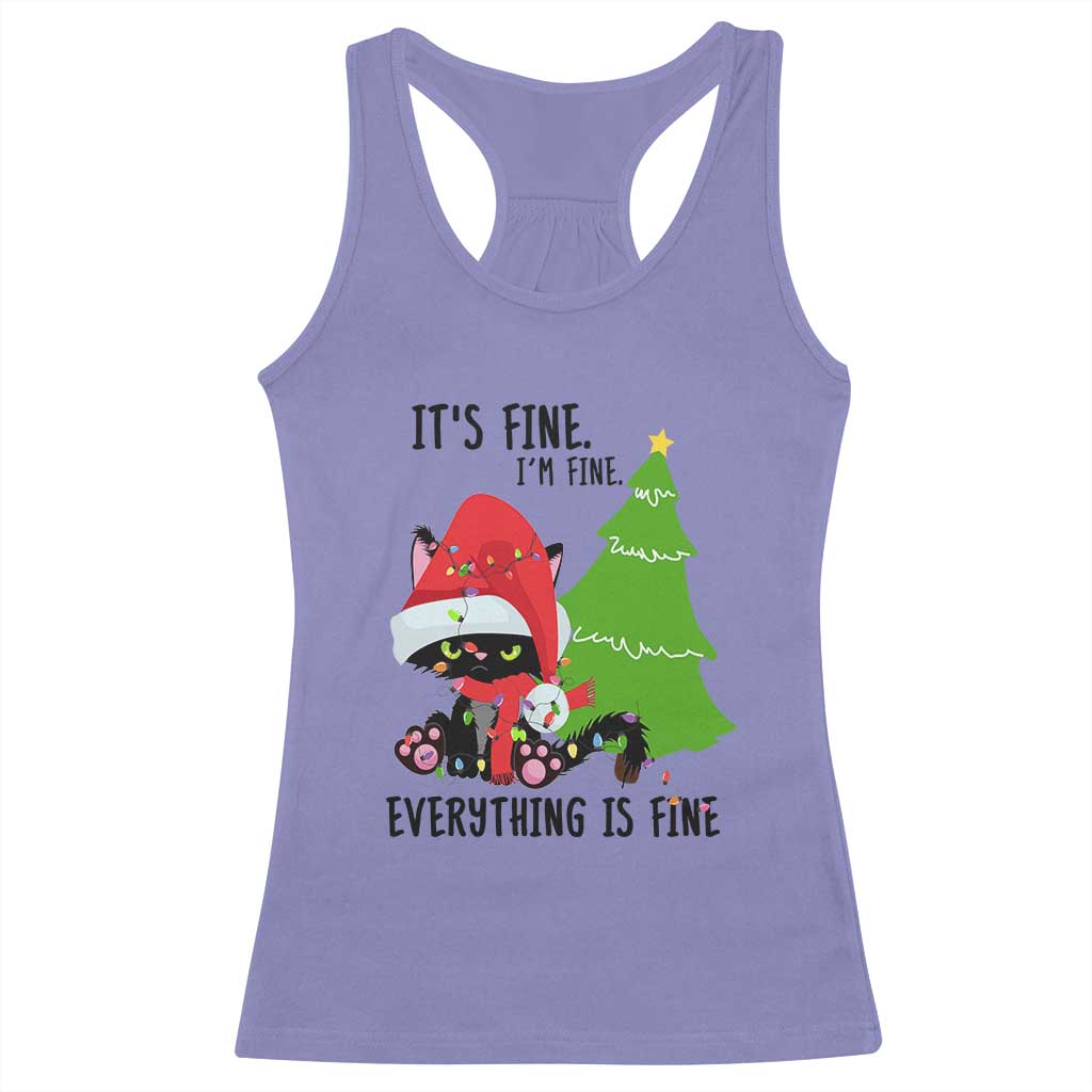 Black Cat Christmas Racerback Tank Top It's Fine I'm Fine Everything Is Fine TS02 Violet Print Your Wear