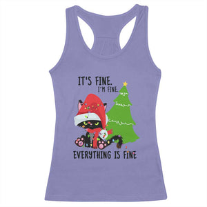 Black Cat Christmas Racerback Tank Top It's Fine I'm Fine Everything Is Fine TS02 Violet Print Your Wear