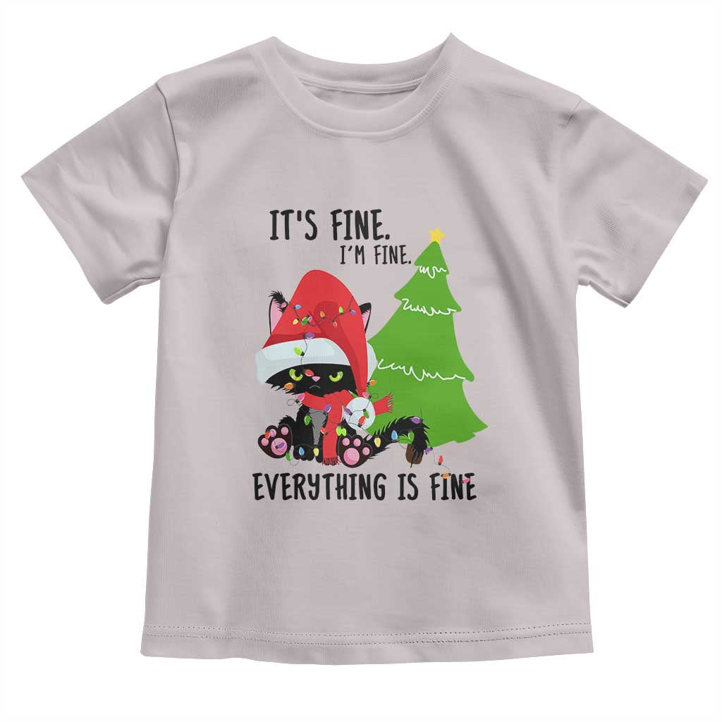 Black Cat Christmas Toddler T Shirt It's Fine I'm Fine Everything Is Fine TS02 Ice Gray Print Your Wear