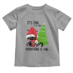 Black Cat Christmas Toddler T Shirt It's Fine I'm Fine Everything Is Fine TS02 Sport Gray Print Your Wear