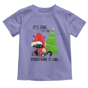 Black Cat Christmas Toddler T Shirt It's Fine I'm Fine Everything Is Fine TS02 Violet Print Your Wear