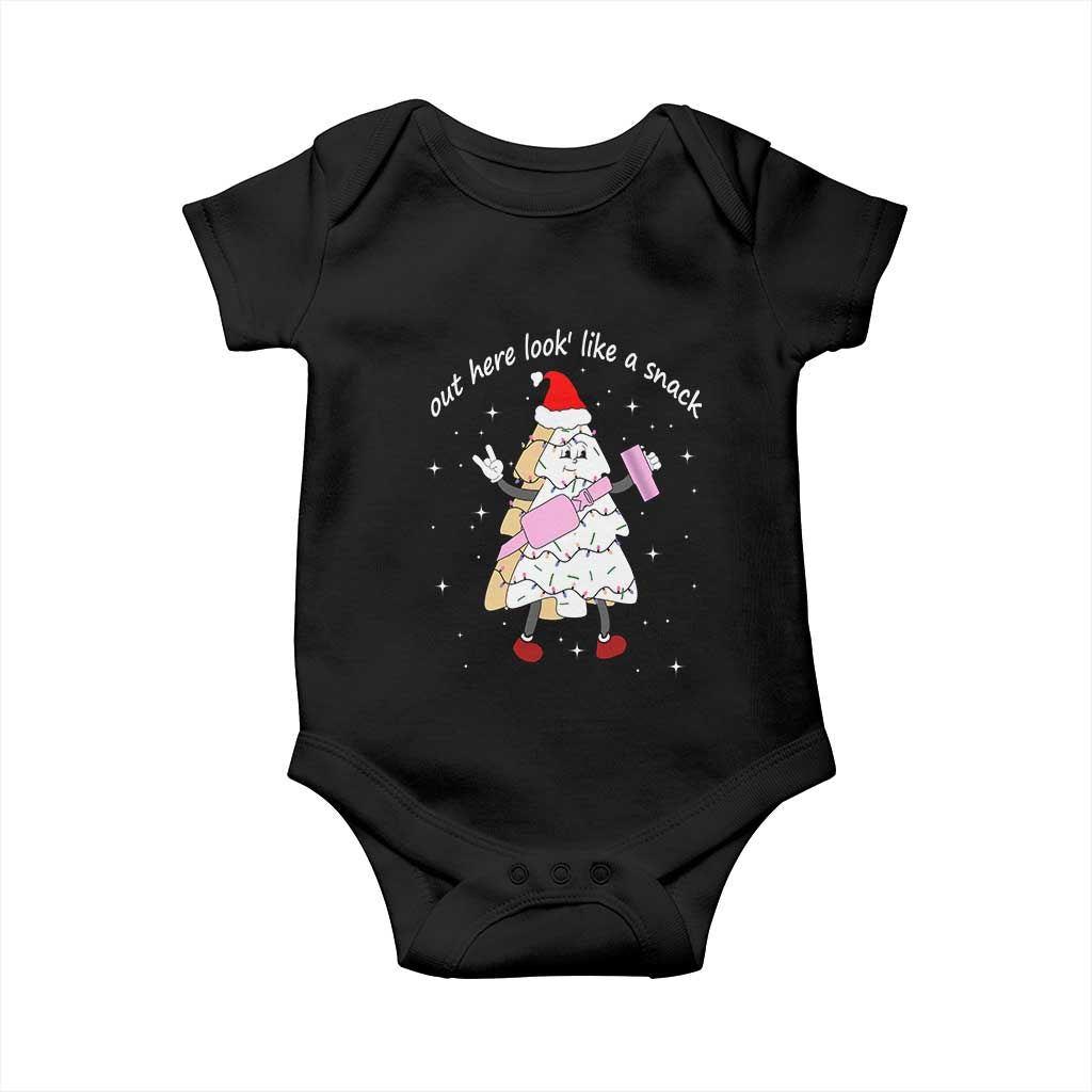 Boujee Christmas Tree Cake Baby Onesie Out Here Lookin' Like A Snack TS02 Black Print Your Wear