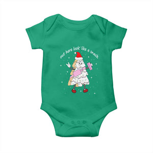 Boujee Christmas Tree Cake Baby Onesie Out Here Lookin' Like A Snack TS02 Irish Green Print Your Wear
