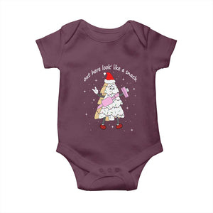 Boujee Christmas Tree Cake Baby Onesie Out Here Lookin' Like A Snack TS02 Maroon Print Your Wear