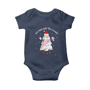 Boujee Christmas Tree Cake Baby Onesie Out Here Lookin' Like A Snack TS02 Navy Print Your Wear