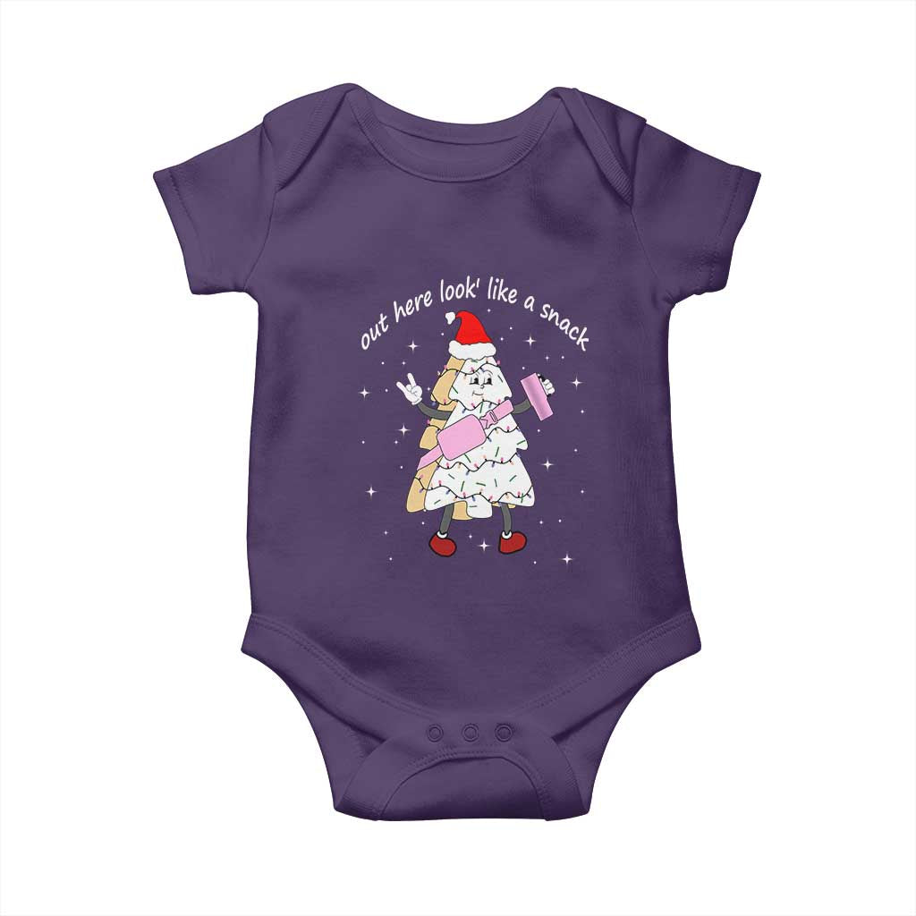 Boujee Christmas Tree Cake Baby Onesie Out Here Lookin' Like A Snack TS02 Purple Print Your Wear