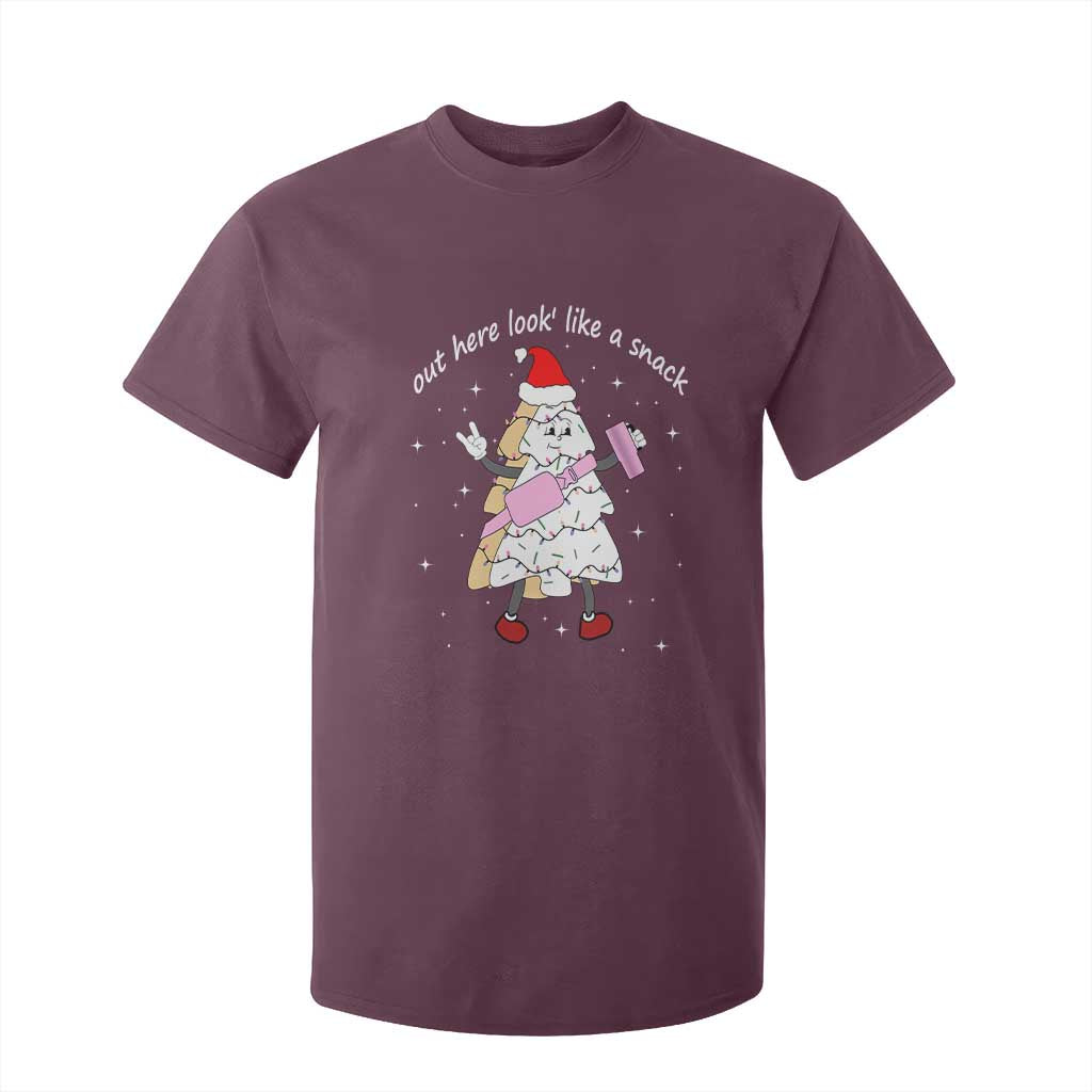 Boujee Christmas Tree Cake T Shirt For Kid Out Here Lookin' Like A Snack TS02 Maroon Print Your Wear