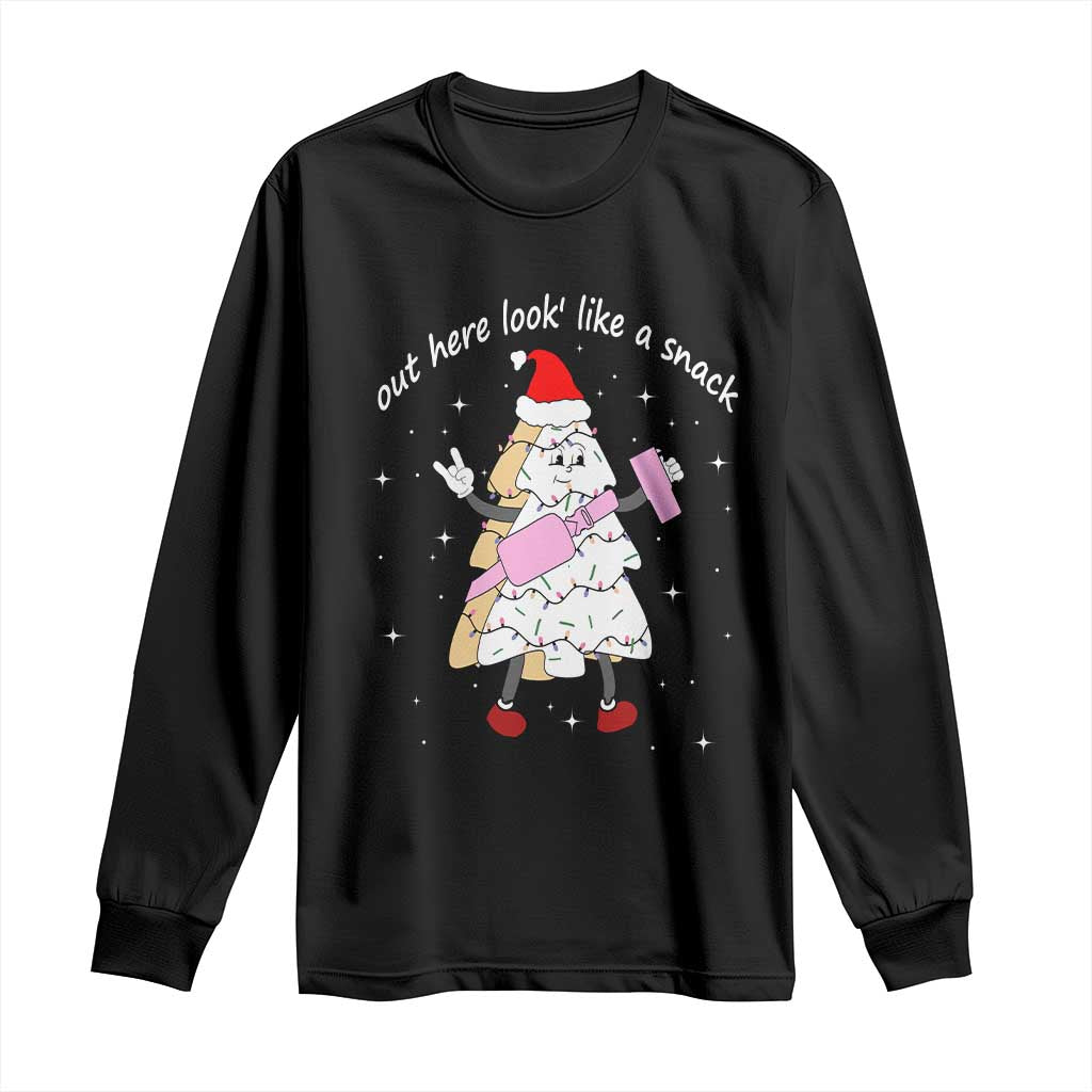 Boujee Christmas Tree Cake Long Sleeve Shirt Out Here Lookin' Like A Snack TS02 Black Print Your Wear