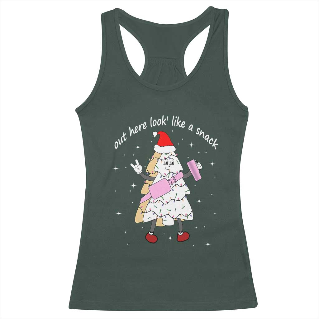 Boujee Christmas Tree Cake Racerback Tank Top Out Here Lookin' Like A Snack TS02 Dark Forest Green Print Your Wear