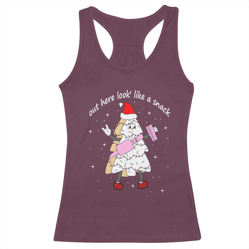 Boujee Christmas Tree Cake Racerback Tank Top Out Here Lookin' Like A Snack TS02 Maroon Print Your Wear