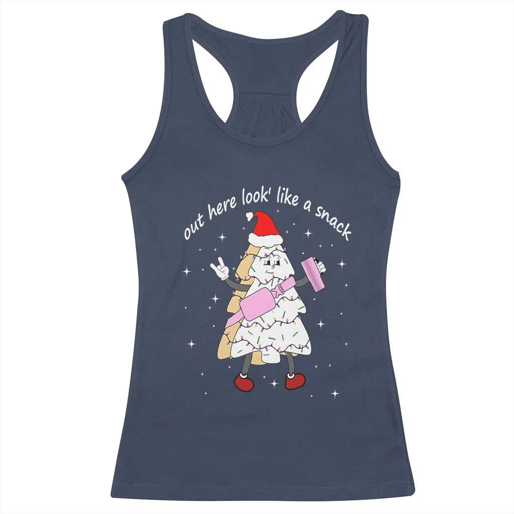 Boujee Christmas Tree Cake Racerback Tank Top Out Here Lookin' Like A Snack TS02 Navy Print Your Wear
