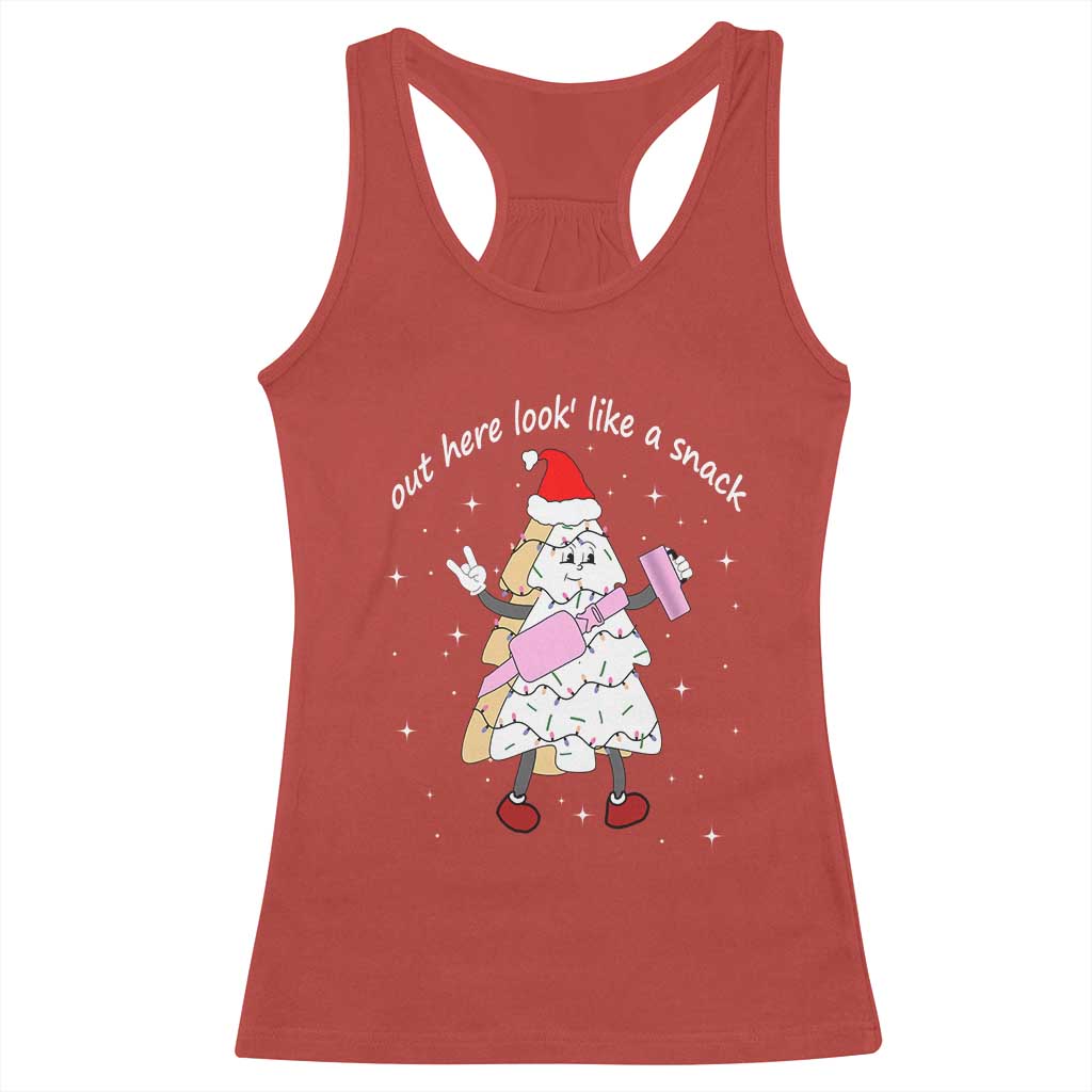 Boujee Christmas Tree Cake Racerback Tank Top Out Here Lookin' Like A Snack TS02 Red Print Your Wear