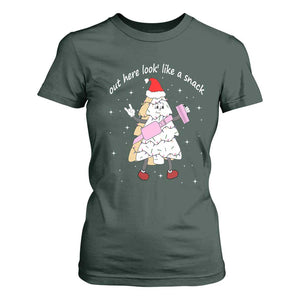 Boujee Christmas Tree Cake T Shirt For Women Out Here Lookin' Like A Snack TS02 Dark Forest Green Print Your Wear