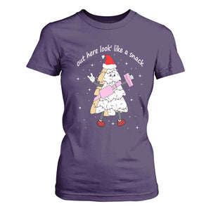 Boujee Christmas Tree Cake T Shirt For Women Out Here Lookin' Like A Snack TS02 Purple Print Your Wear