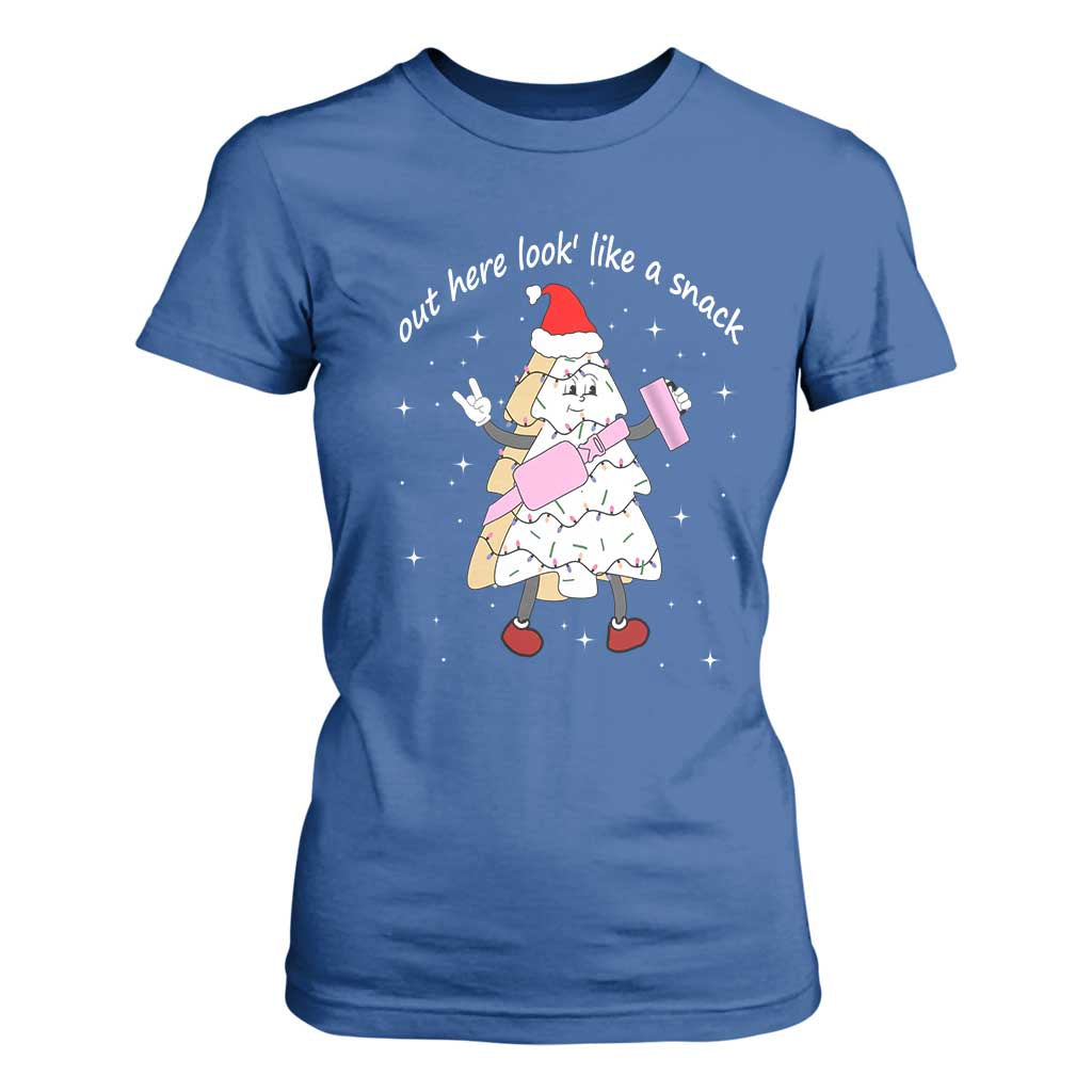 Boujee Christmas Tree Cake T Shirt For Women Out Here Lookin' Like A Snack TS02 Royal Blue Print Your Wear