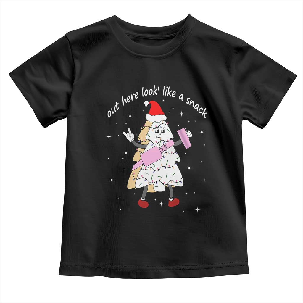Boujee Christmas Tree Cake Toddler T Shirt Out Here Lookin' Like A Snack TS02 Black Print Your Wear