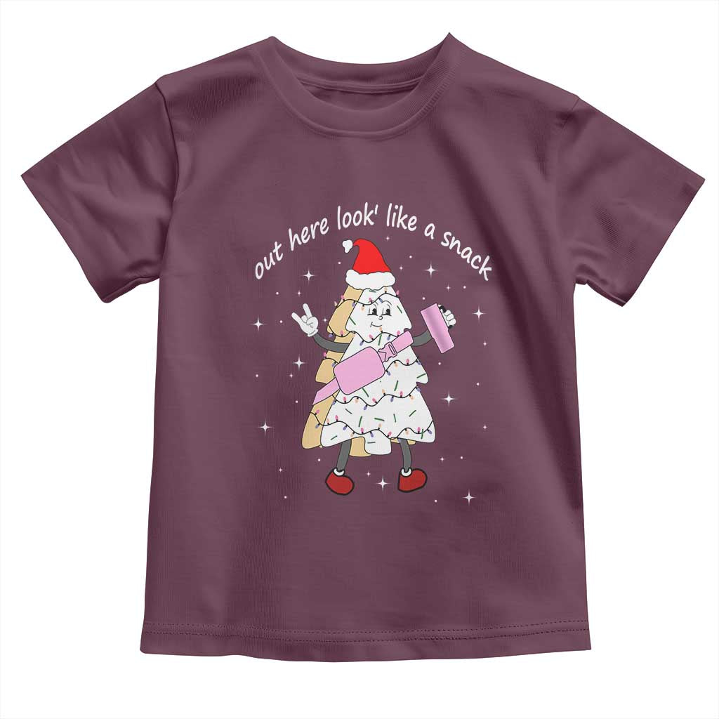 Boujee Christmas Tree Cake Toddler T Shirt Out Here Lookin' Like A Snack TS02 Maroon Print Your Wear
