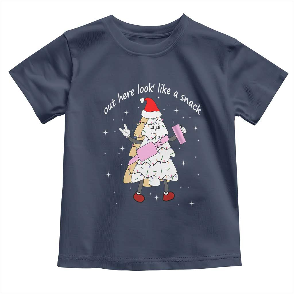 Boujee Christmas Tree Cake Toddler T Shirt Out Here Lookin' Like A Snack TS02 Navy Print Your Wear