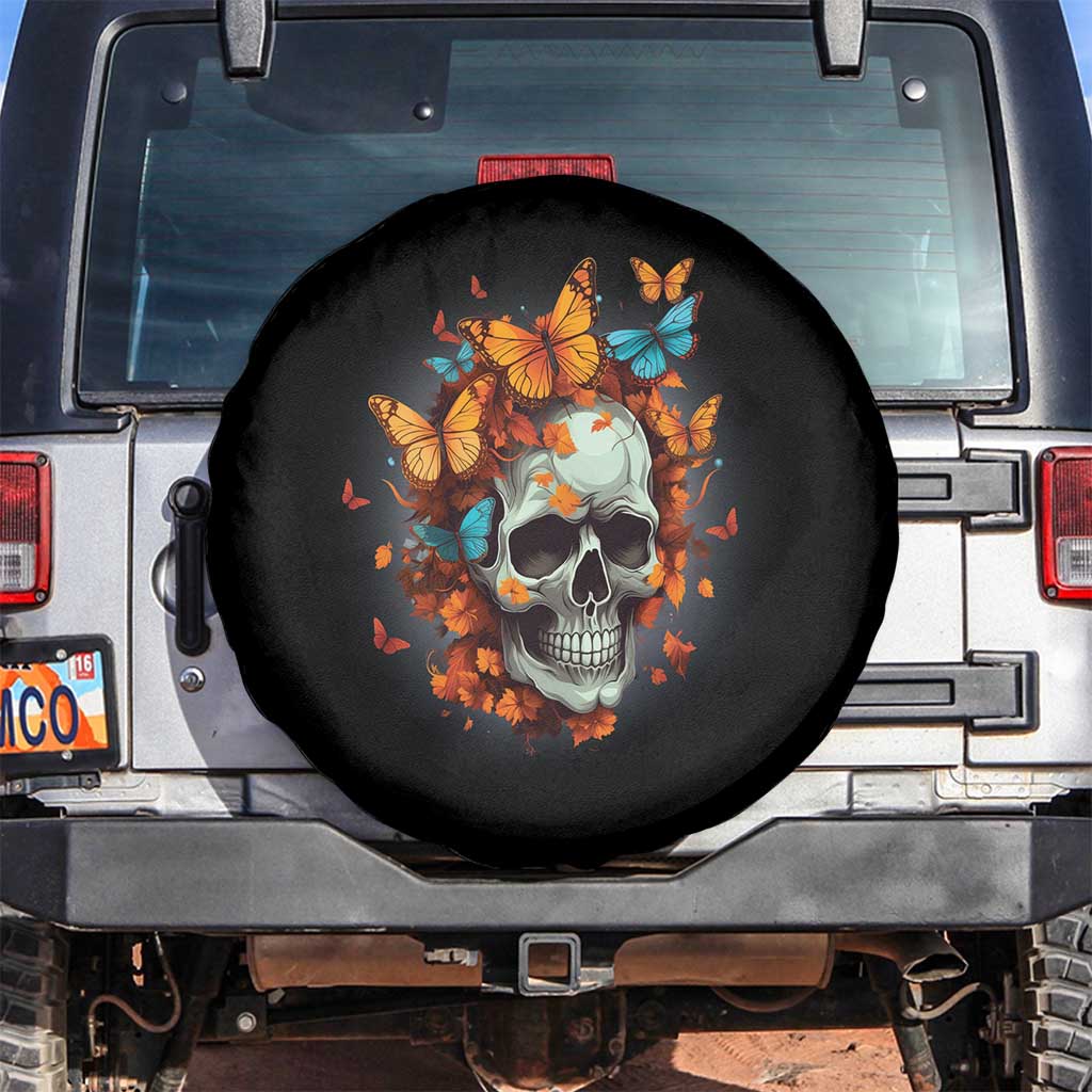 Cottagecore Floral Skull Spare Tire Cover Butterfly Aesthetic TS02 No hole Black Print Your Wear