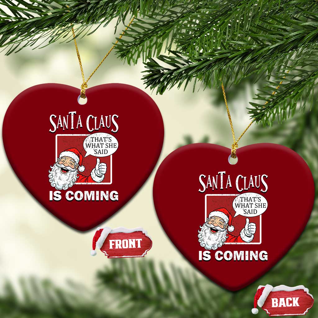 Funny Santa Christmas Ceramic Ornament That's What She Said Naughty Holiday Humor TS02 Print Your Wear