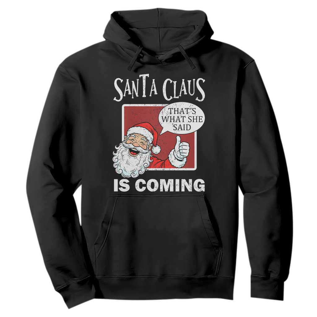 Funny Santa Christmas Hoodie That's What She Said Naughty Holiday Humor - Print Your Wear