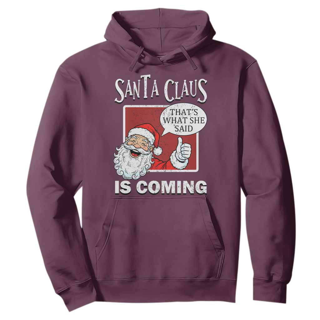 Funny Santa Christmas Hoodie That's What She Said Naughty Holiday Humor - Print Your Wear