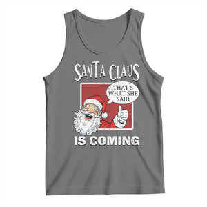 Funny Santa Christmas Tank Top That's What She Said Naughty Holiday Humor TS02 Black Heather Print Your Wear