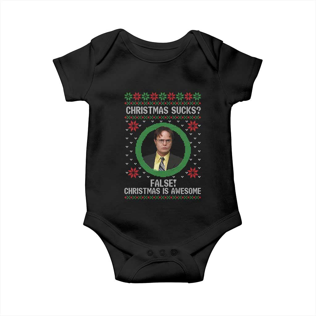 Christmas Sucks FALSE Christmas Is Awesome Baby Onesie Funny Xmas Office Holiday Humor TS02 Black Print Your Wear