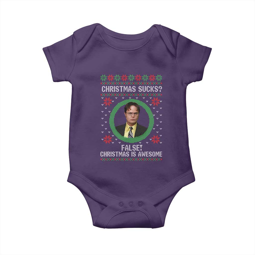 Christmas Sucks FALSE Christmas Is Awesome Baby Onesie Funny Xmas Office Holiday Humor TS02 Purple Print Your Wear