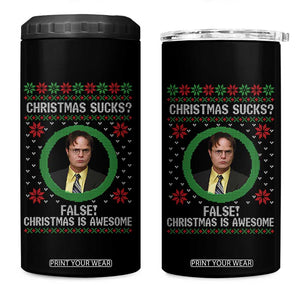 Christmas Sucks FALSE Christmas Is Awesome 4 in 1 Can Cooler Tumbler Funny Xmas Office Holiday Humor TS02 One Size: 16 oz Black Print Your Wear