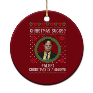Christmas Sucks FALSE Christmas Is Awesome Ceramic Ornament Funny Xmas Office Holiday Humor TS02 1pc Red Print Your Wear