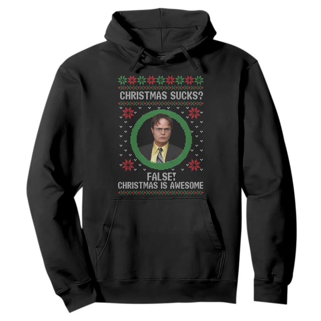Christmas Sucks FALSE Christmas Is Awesome Hoodie Funny Xmas Office Holiday Humor TS02 Black Print Your Wear