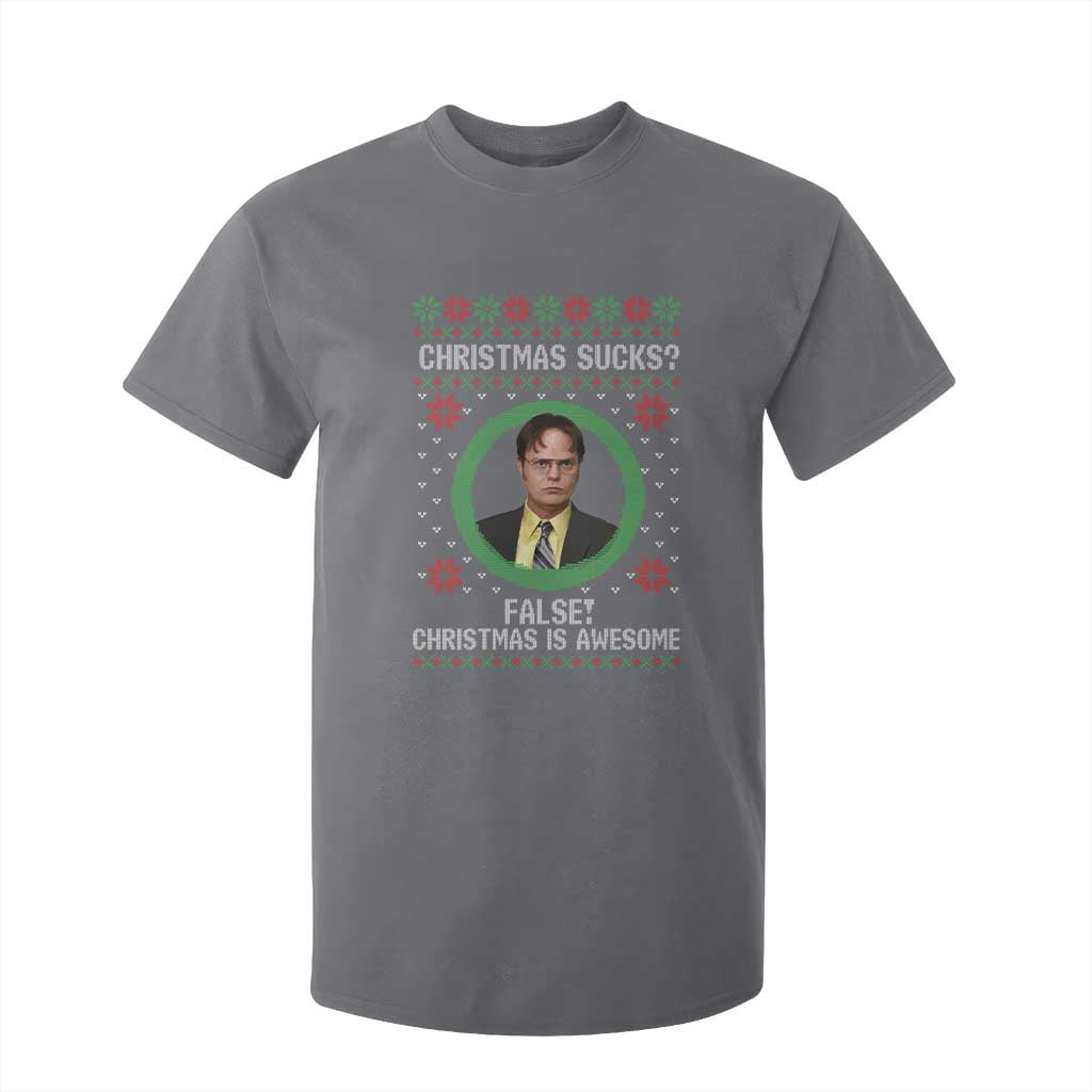 Christmas Sucks FALSE Christmas Is Awesome T Shirt For Kid Funny Xmas Office Holiday Humor TS02 Charcoal Print Your Wear
