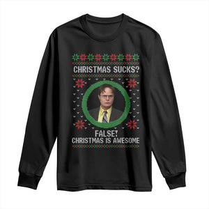 Christmas Sucks FALSE Christmas Is Awesome Long Sleeve Shirt Funny Xmas Office Holiday Humor TS02 Black Print Your Wear
