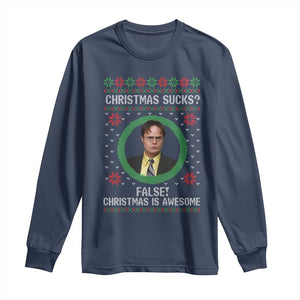 Christmas Sucks FALSE Christmas Is Awesome Long Sleeve Shirt Funny Xmas Office Holiday Humor TS02 Navy Print Your Wear