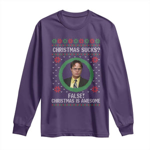 Christmas Sucks FALSE Christmas Is Awesome Long Sleeve Shirt Funny Xmas Office Holiday Humor TS02 Purple Print Your Wear