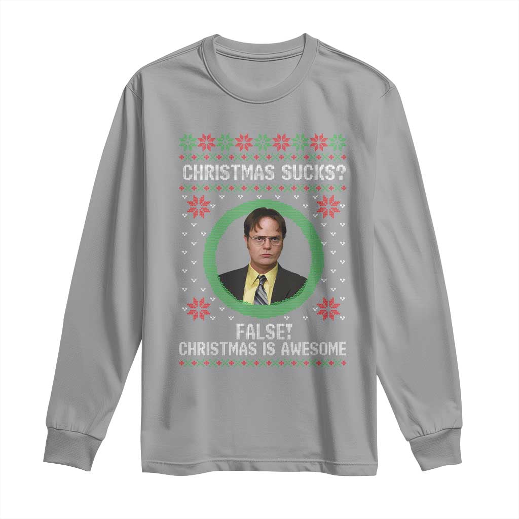Christmas Sucks FALSE Christmas Is Awesome Long Sleeve Shirt Funny Xmas Office Holiday Humor TS02 Sport Gray Print Your Wear