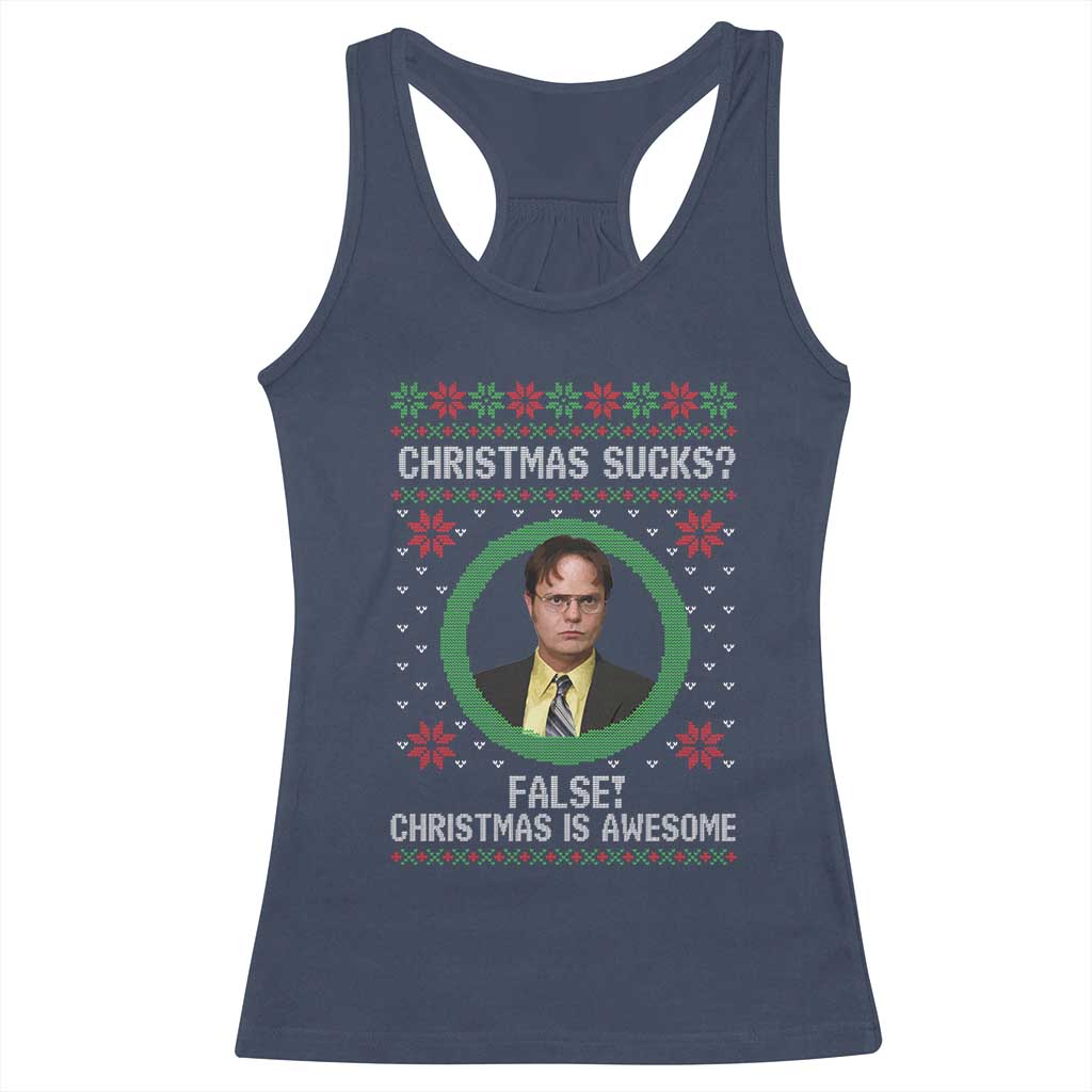 Christmas Sucks FALSE Christmas Is Awesome Racerback Tank Top Funny Xmas Office Holiday Humor TS02 Navy Print Your Wear