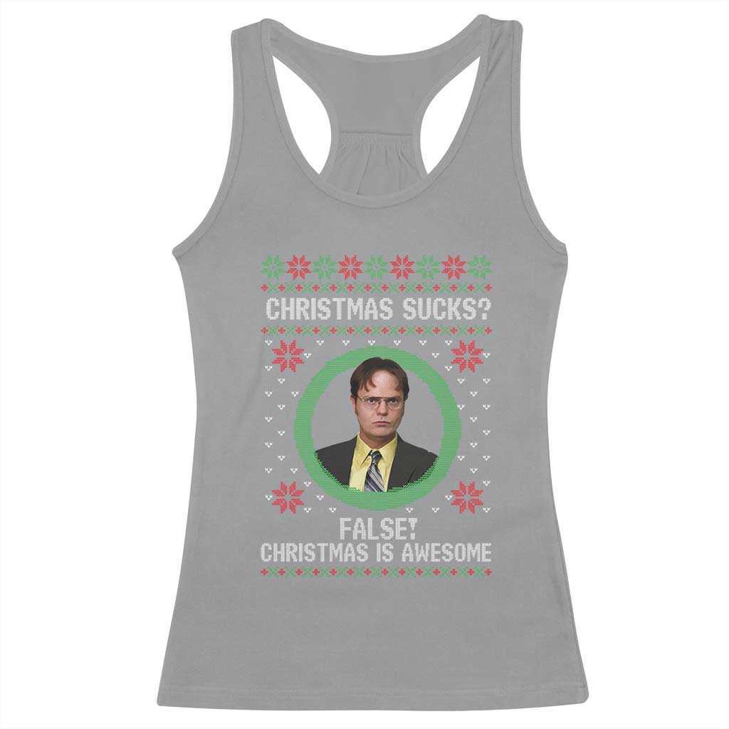 Christmas Sucks FALSE Christmas Is Awesome Racerback Tank Top Funny Xmas Office Holiday Humor TS02 Sport Gray Print Your Wear