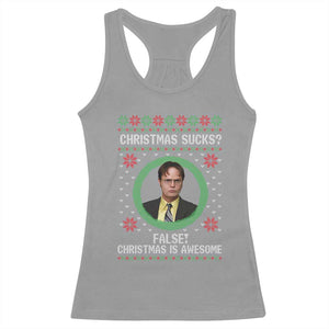 Christmas Sucks FALSE Christmas Is Awesome Racerback Tank Top Funny Xmas Office Holiday Humor TS02 Sport Gray Print Your Wear