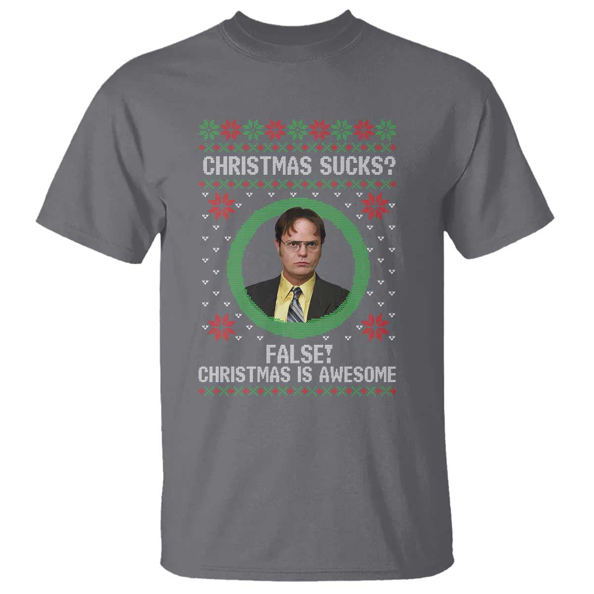 Christmas Sucks FALSE Christmas Is Awesome T Shirt Funny Xmas Office Holiday Humor TS02 Charcoal Print Your Wear