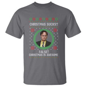 Christmas Sucks FALSE Christmas Is Awesome T Shirt Funny Xmas Office Holiday Humor TS02 Charcoal Print Your Wear