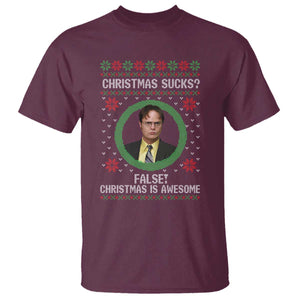 Christmas Sucks FALSE Christmas Is Awesome T Shirt Funny Xmas Office Holiday Humor TS02 Maroon Print Your Wear