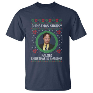 Christmas Sucks FALSE Christmas Is Awesome T Shirt Funny Xmas Office Holiday Humor TS02 Navy Print Your Wear