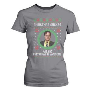 Christmas Sucks FALSE Christmas Is Awesome T Shirt For Women Funny Xmas Office Holiday Humor TS02 Charcoal Print Your Wear